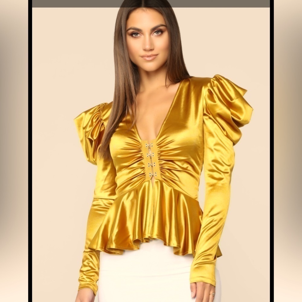 COPY - TOP mustard,puffy long sleeves